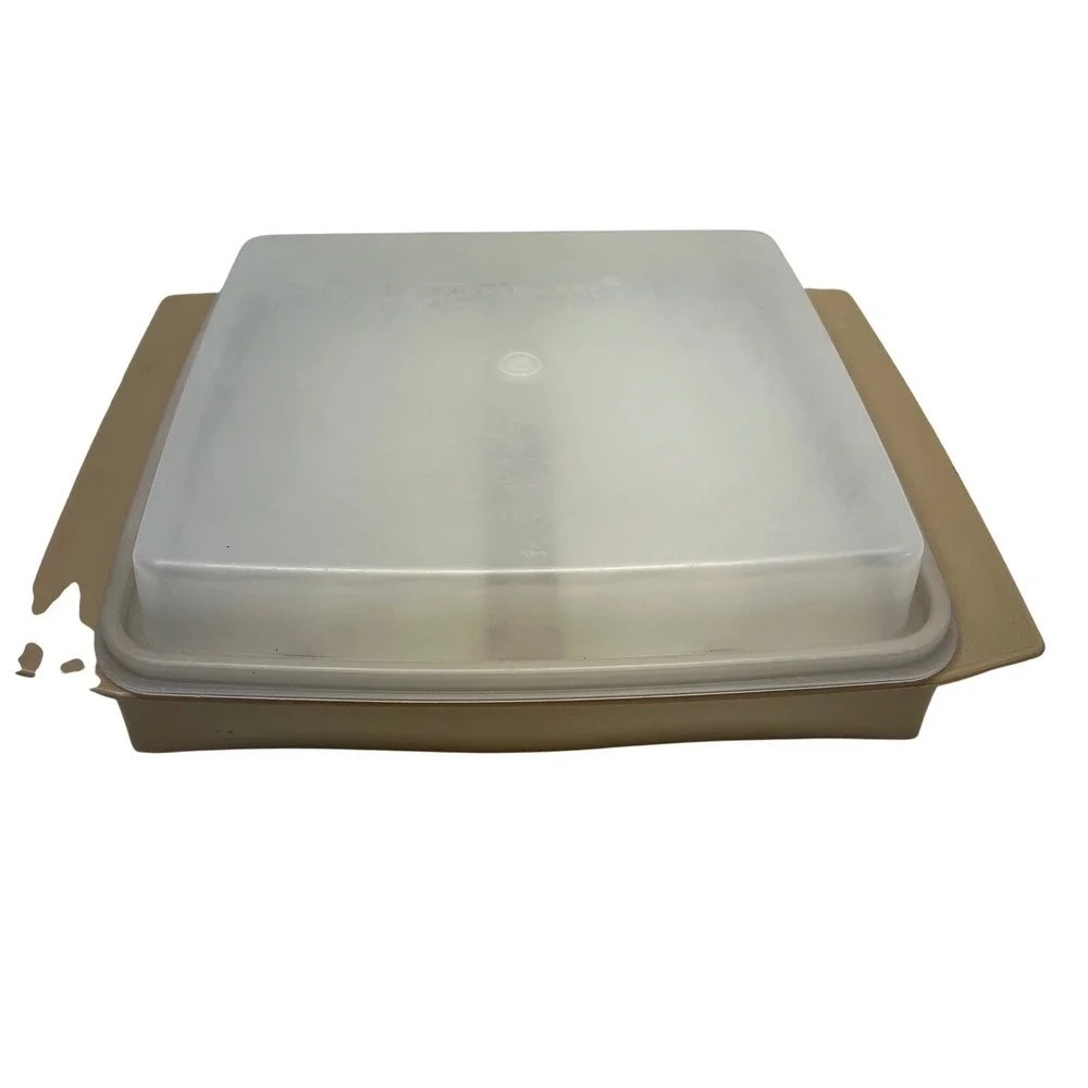 VTG Tupperware‎ Divided Tray Container Lid Egg Holders Tan USA 723 722 665